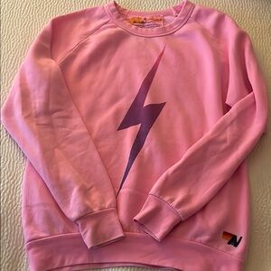 Aviator Nation Pink Sweatshirt with Purple Lightning Bolt